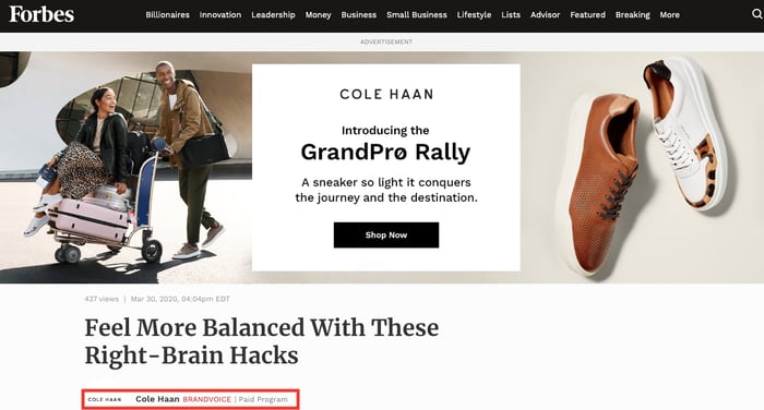 Cole Haan Advertorial Forbes