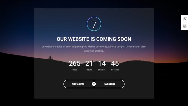 Coming soon demo of The7 WordPress theme