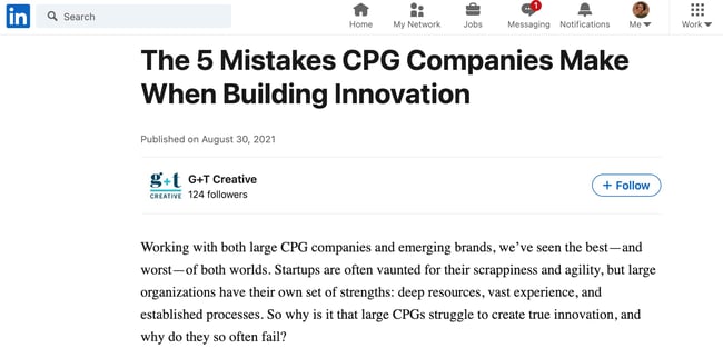 LinkedIn article written by G + T Creative