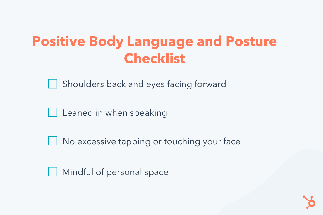 Body language and posture checklist to make a good first impression