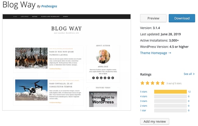 Free WordPress theme: Blog Way