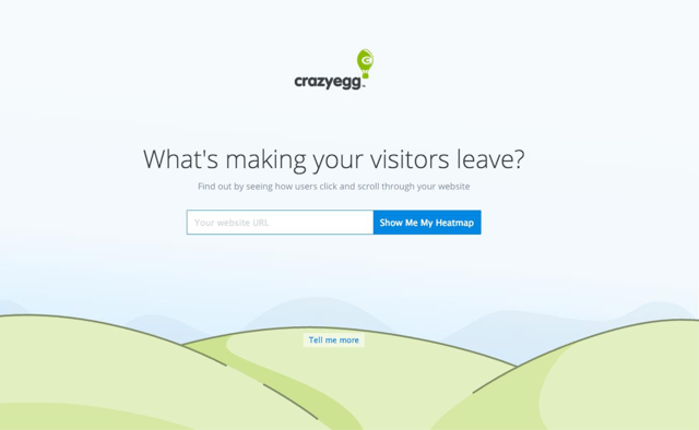 Crazy egg asks customers "What's making your customers leave?" and answers the question in the subheading.