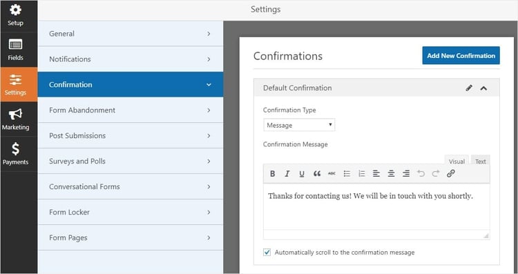 Creazione di un messaggio di conferma per le prenotazioni di appuntamenti tramite il plugin WPForms per WordPress