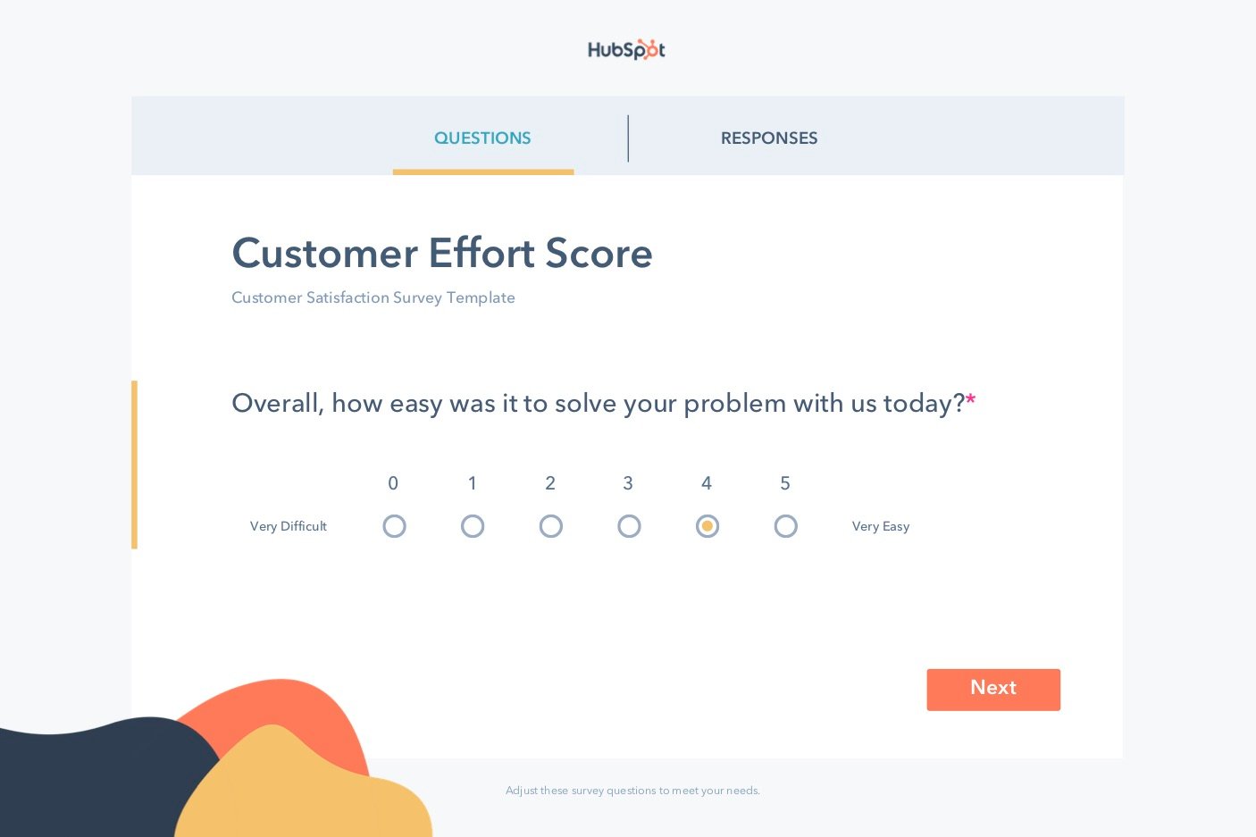 free editable Customer Effort Score survey template