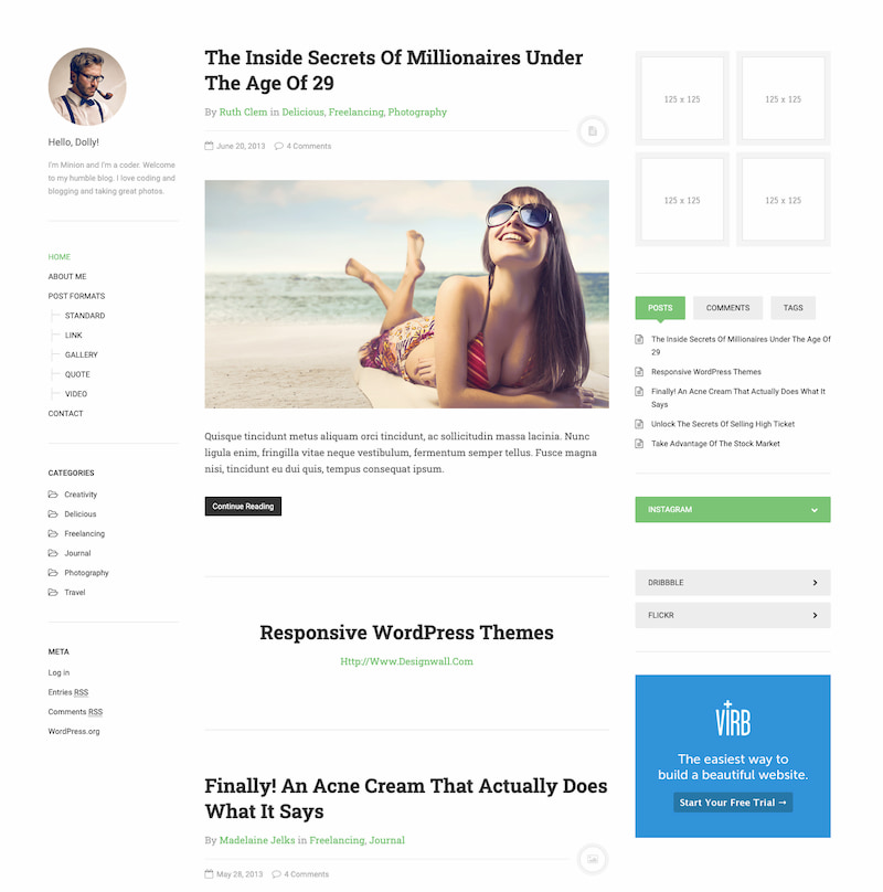 DW Minion - бесплатная минималистичная демонстрация темы WordPress