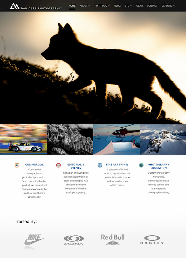 Dann Carr Photography website built with Divi theme