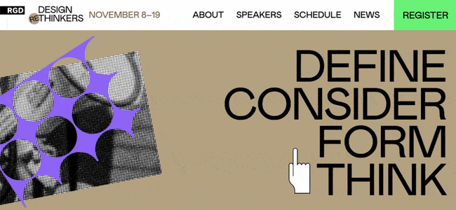 وب سایت های کنفرانس: صفحه اصلی Design Thinkers
