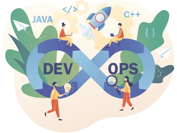 The infinity symbol is depicting the flow of a DevOps pipeline