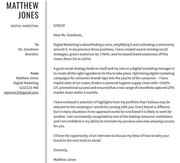 cover letter template: digital creative letter.