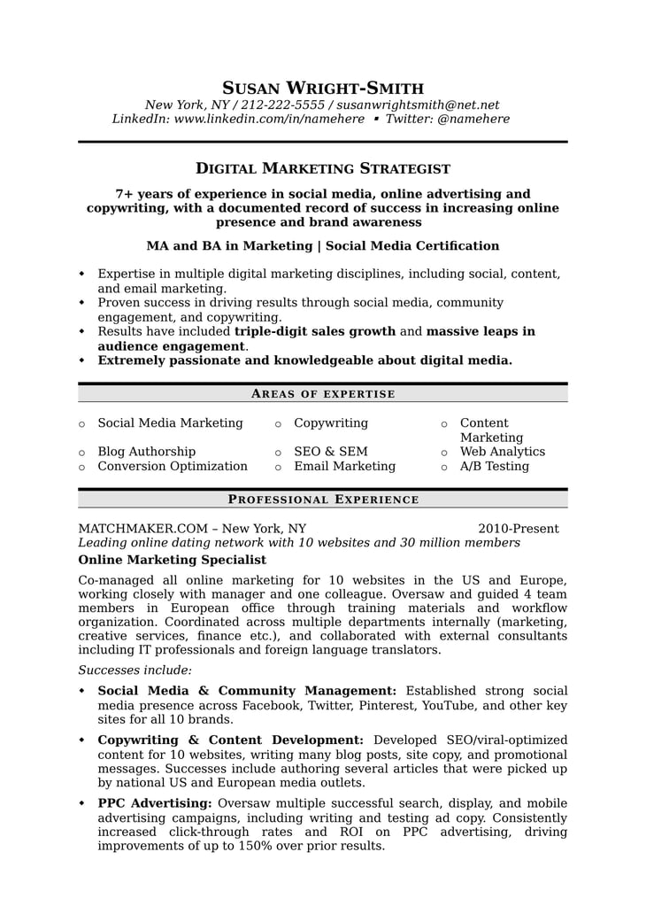 How To Write A Marketing Resume Hiring Managers Will Notice Free 2020 Templates Samples