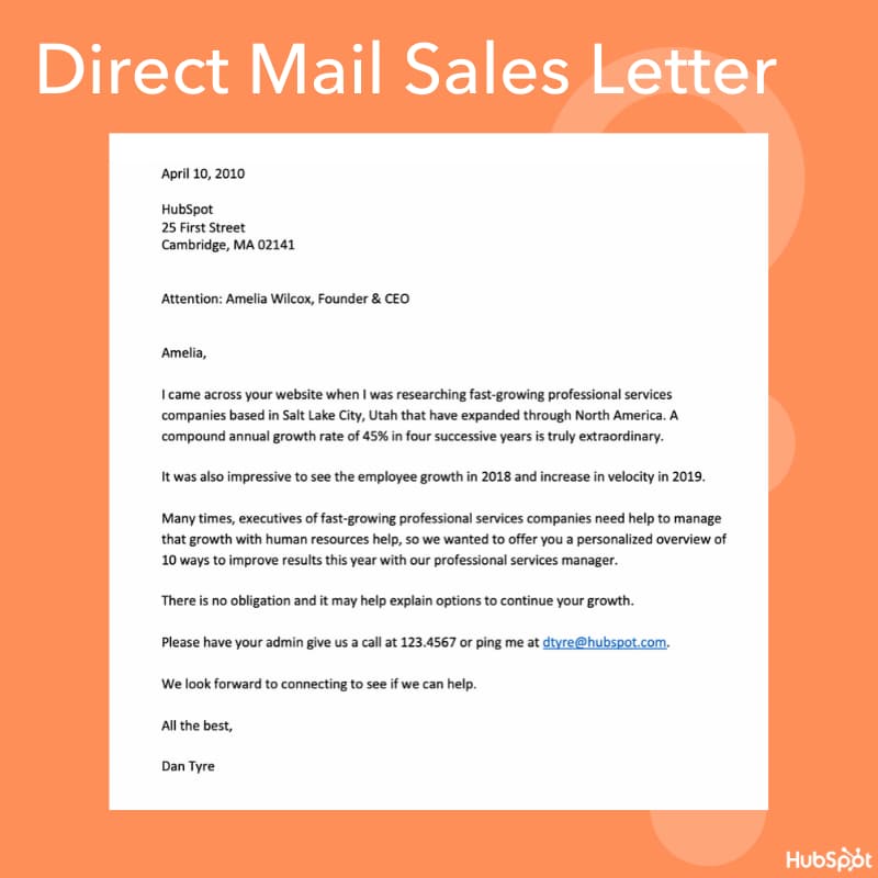 direct mail letter example