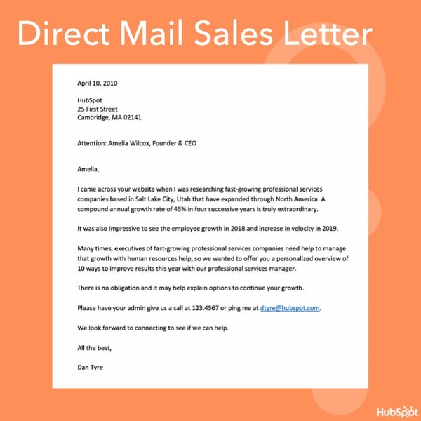Direct Mail sales letter example