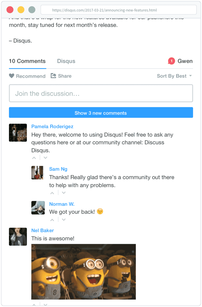 Disqus comment section includes threaded comments and GIFs