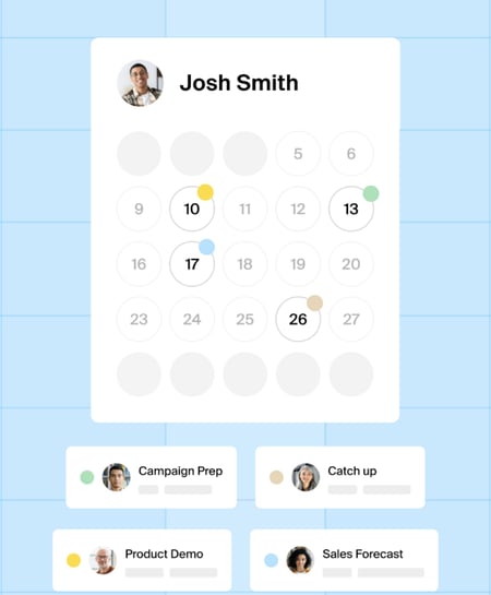Doodle scheduling app homepage featuring animated characters managing time and meetings