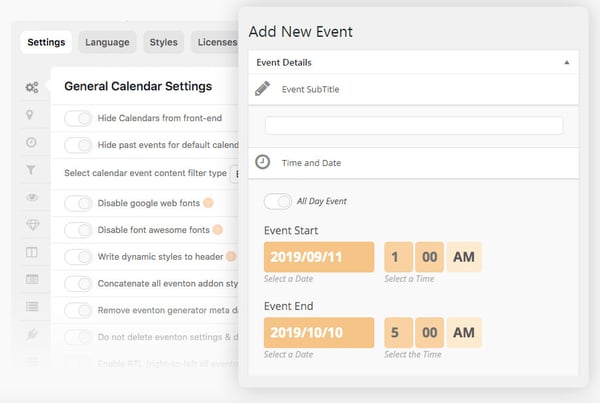 Use the EventON's appearance editor to easily and quickly customize the look of your calendar