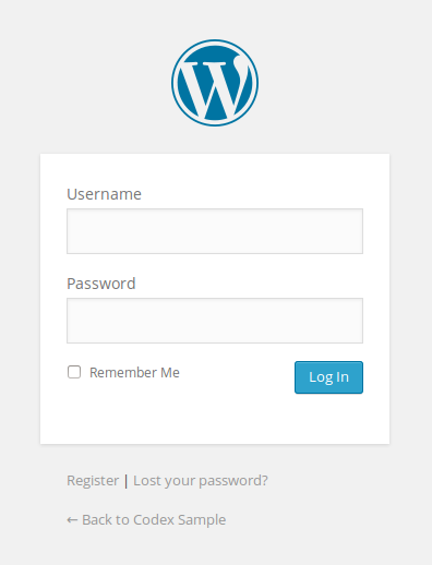 Default login form on WordPress site