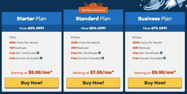 HostGator's cloud managed hosting plans by monthly rates 