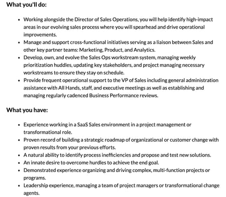 Sales Operations Manager Job Description: ezCater
