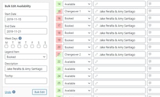 Modification des détails de la réservation dans le tableau de bord WordPress via le plugin WP Simple Booking Calendar