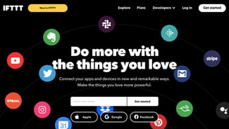 Enter email address on IFTTT homepage to create an account and automatically post to Facebook