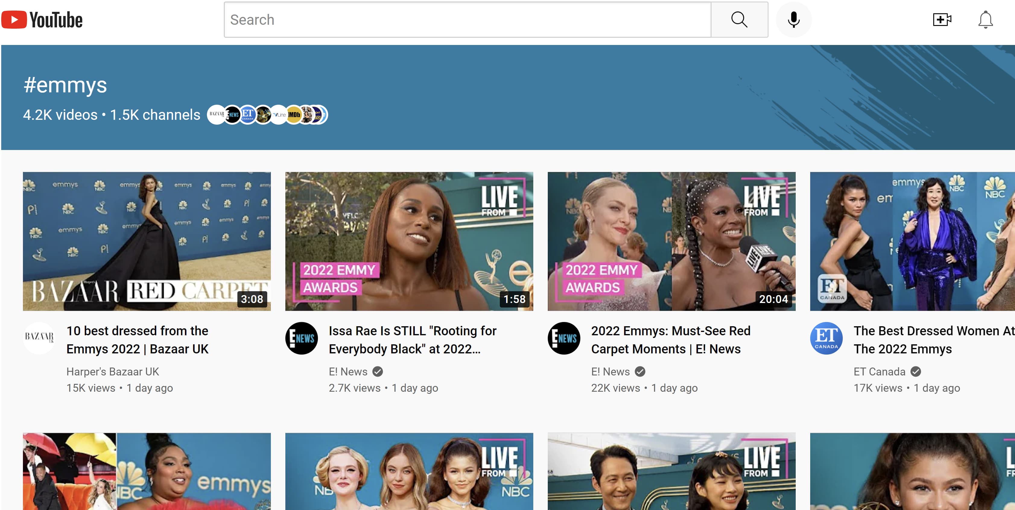El hashtag #Emmys lleva a los usuarios a una página llena de otros videos que usan el mismo hashtag.