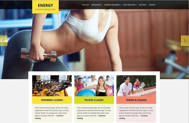 Energy Fitness WordPress theme