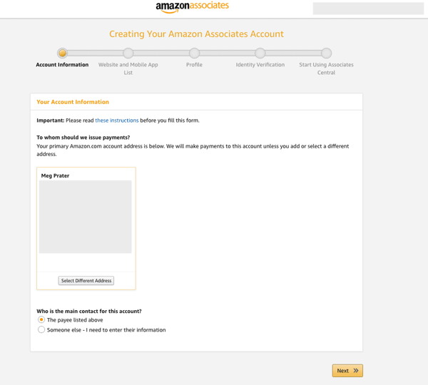 providing your amazon associates account information