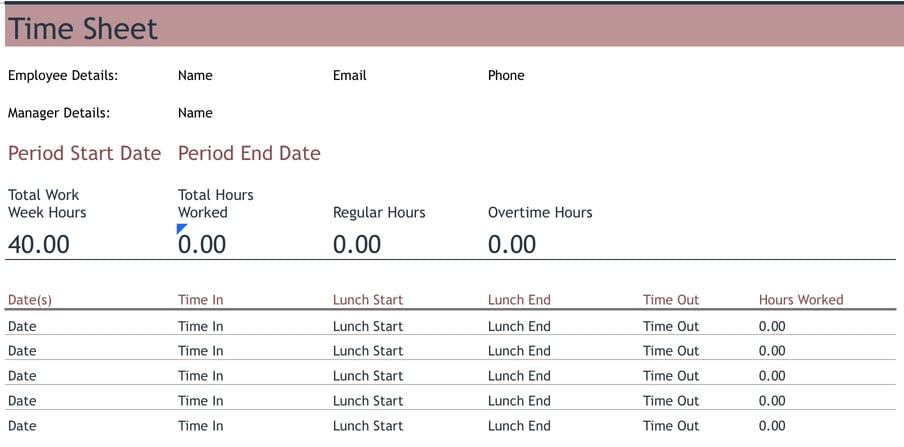 časový rozvrh, který můžete vytvořit v aplikaci Excel