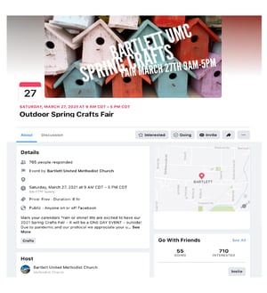 Facebook event in Bartlett, TN for an outdoor spring crafts fair
