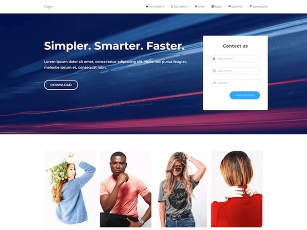 Fagri landing page from Wordpress
