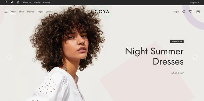 عرض متجر الأزياء لموضوع التجارة الإلكترونية في WordPress Goya