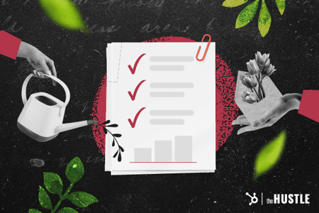 ESG Reporting: a document with checkmarks surrounded by leaves.
