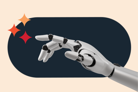 an AI powered hand helping to spark career growth for marketers