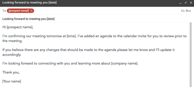 send a presentation email pre-meeting email template example: friendly reminder