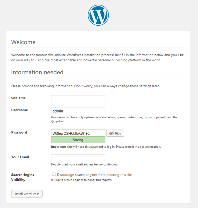 5 Minute Fill-in Form for WordPress