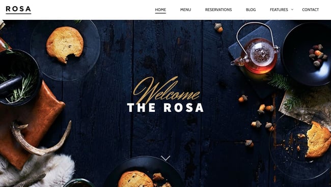 Free parallax theme Rosa Lite features image slider of restaurant table