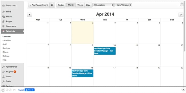 WordPress booking plugin: Front-end visitor viewing calendar availably via BirchPress Scheduler