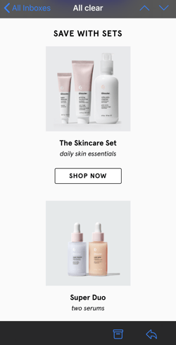 Glossier responsive email mobile example