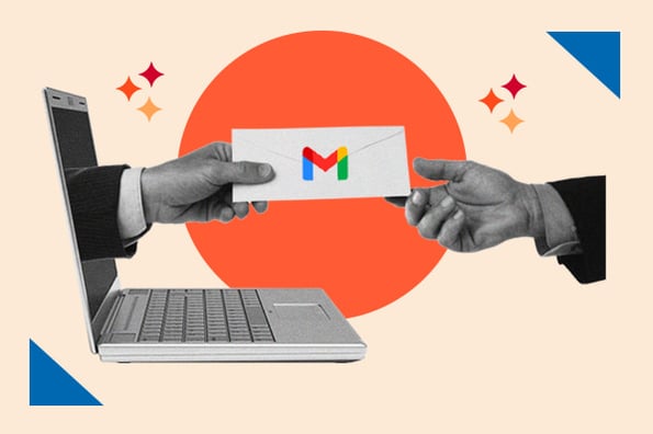 gmail default email: image shows two hands reaching out to eachother to meet in the middle with an envelope 