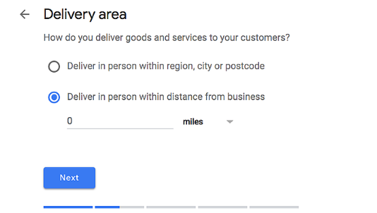 Google My Business Delivery Area Form