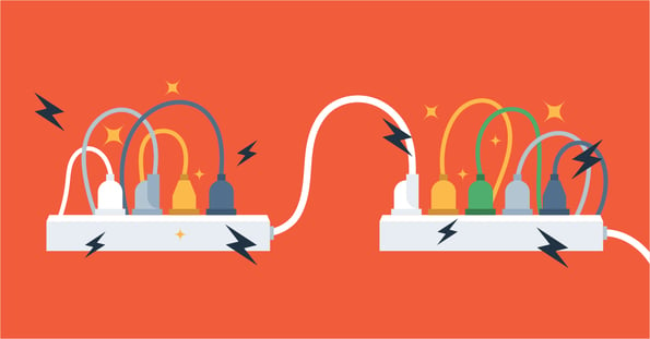 an animation shows 2 powerfulness chords connecting arsenic a metaphor for connectedd business