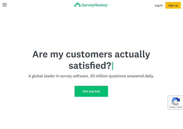 Market intelligence Survey Monkey homepage
