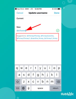 how to change twitter handle on mobile app: type in your new handle