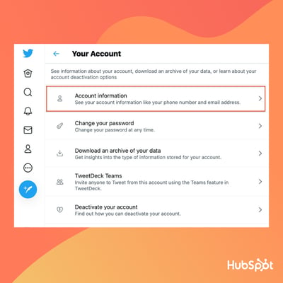 how to change twitter handle: select "account information"