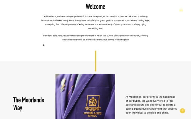 brochure website example: Moorlands School leading visitors to learn more about school culture