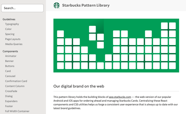 web style guide examples: starbucks