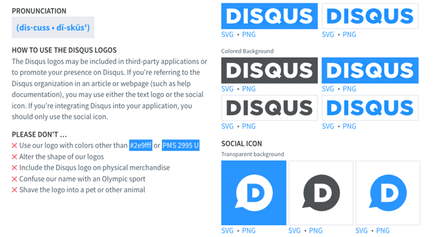 web style guide examples: disqus