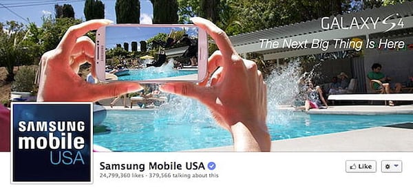 Samsung's aged Facebook screen with important elements connected the left