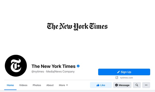 Facebook screen photograph illustration featuring the New York Times