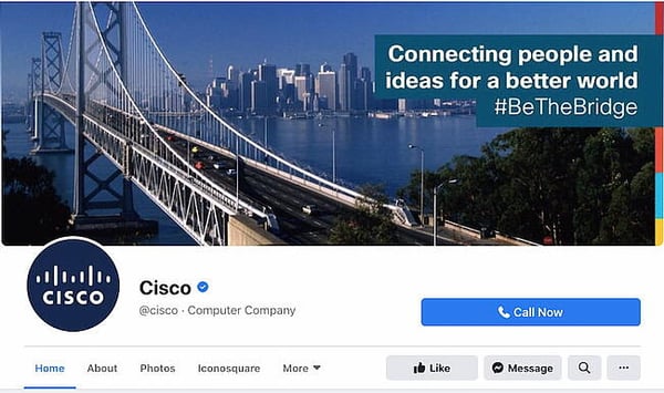 Cisco's Facebook cover on desktop 